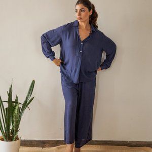 Navy Solid Co-ord Set (Set of Two)